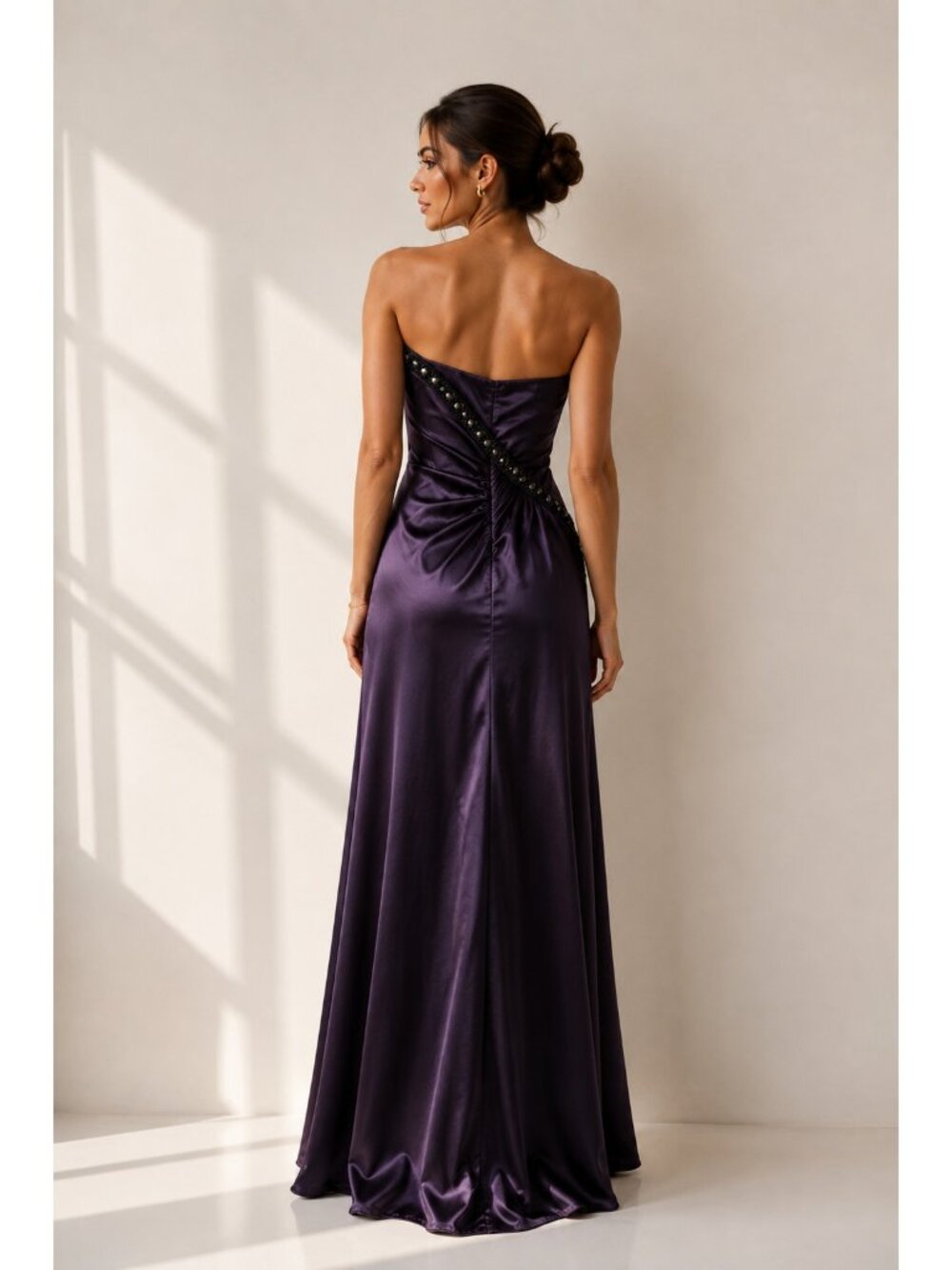 Flirt by Maggie Sottero Purple Beaded Strapless Formal Prom Gown Dress Size 8 - Picture 7 of 16